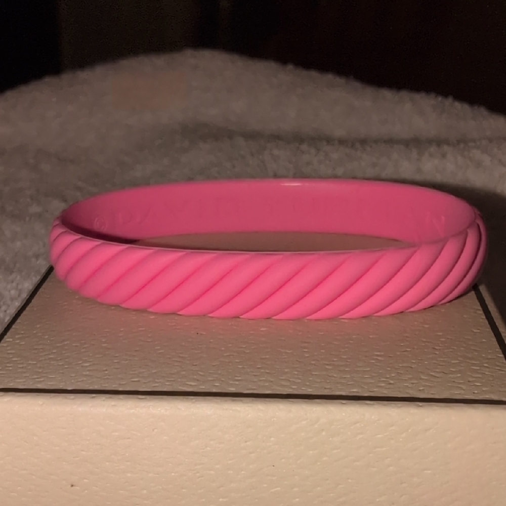 Vibrant Pink Silicone Bracelets with Ribbed Texture